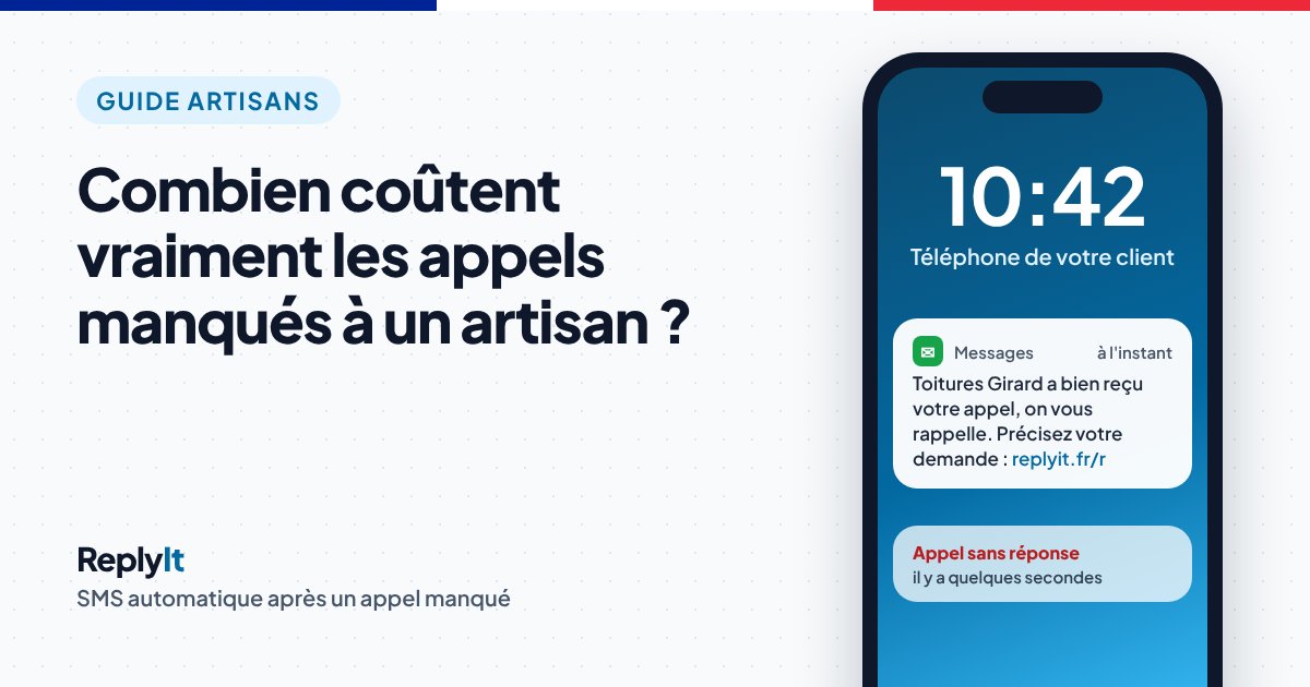 SMS automatique reçu par un client après un appel manqué chez un couvreur : « Toitures Girard a bien reçu votre appel, on vous rappelle »
